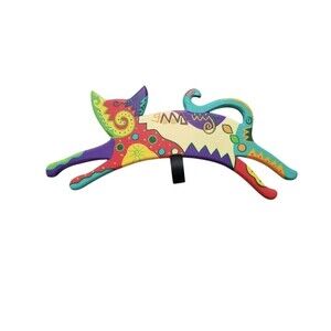 VTG Cat Hook Wall Hanging Purse Belt Keys Colorful Kitty Animal Funky 1990s 12"